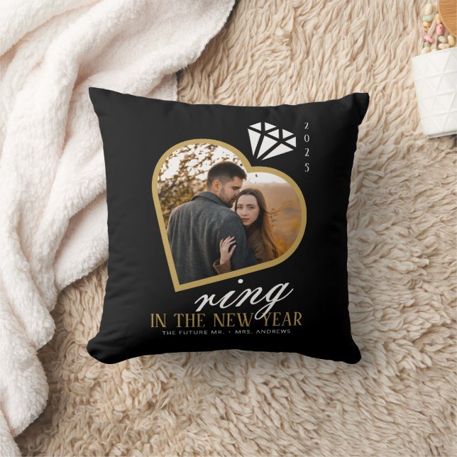 Elegant Ring in the New Year Engagement Christmas Throw Pillow (Blanket)