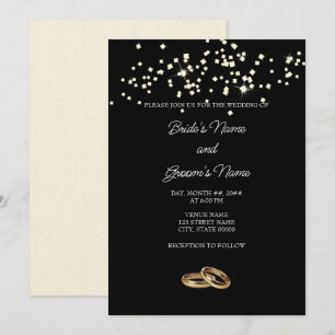 Elegant Rings Rhinestones Wedding Invitation