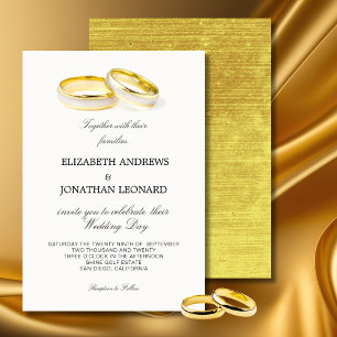 Elegant Rings  Simple Formal Wedding Invitation
