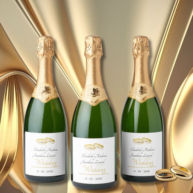 Elegant Rings Simple Wedding  Sparkling Wine Label (Creator Uploaded)