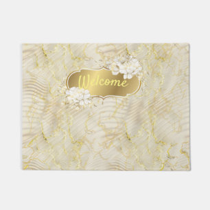 Elegant Ripple Cream & Gold  Doormat