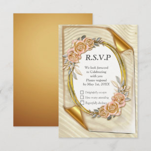 Elegant Ripple Cream & Gold RSVP Card
