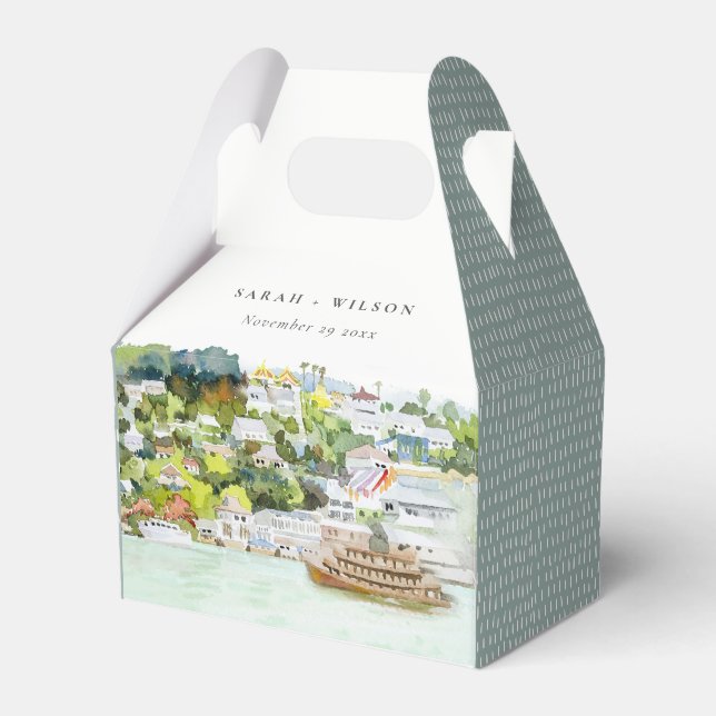 Elegant River Cruise Country Landscape Wedding Favor Box (Front Side)