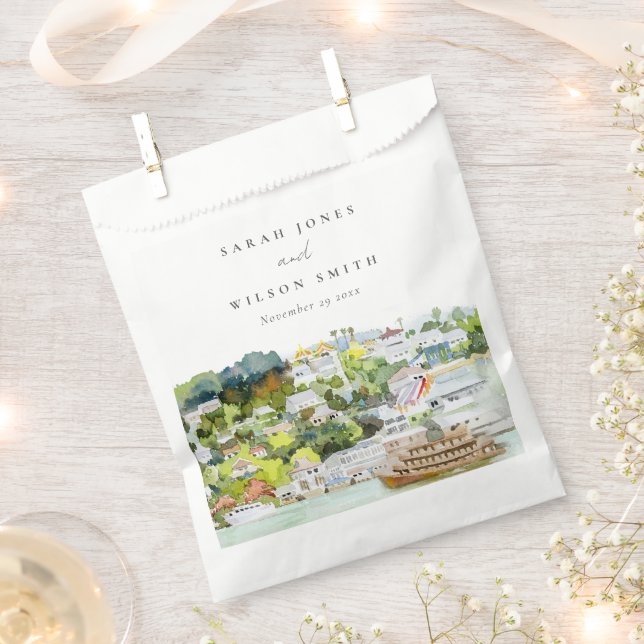 Elegant River Cruise Country Landscape Wedding Favour Bag (Clipped)