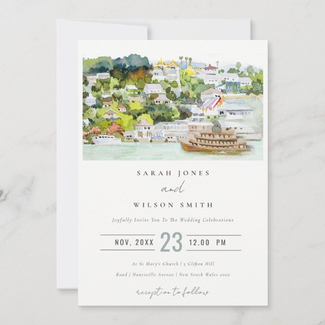 Elegant River Cruise Country Landscape Wedding Invitation (Front)