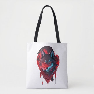 Elegant Roamer: The Wolf in Red Tote Bag