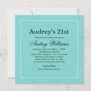 Elegant Robin Egg Blue Birthday Party Invitation