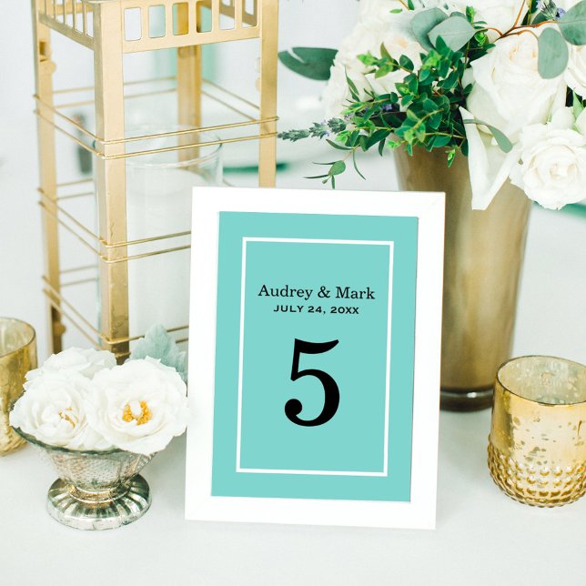 Elegant Robin Egg Blue Wedding Monogram Table Number (Creator Uploaded)