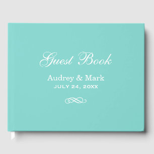 Elegant Robin's Egg Blue Wedding Monogram Guest Book