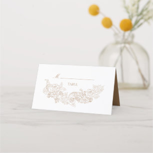 Elegant Rococo Brown Wedding Place Card