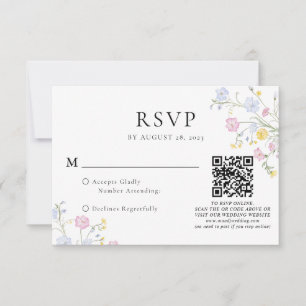 Elegant Rococo Floral Crest Wedding QR Code RSVP Card