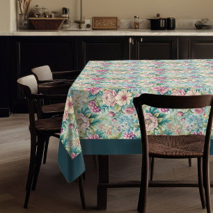 Elegant Rococo Floral Ornate Botanical Patterns Tablecloth