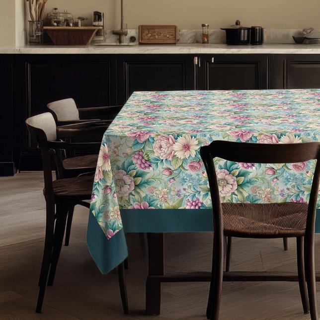 Elegant Rococo Floral Ornate Botanical Patterns Tablecloth (Elegant Rococo Floral Ornate Botanical Patterns Tablecloth)