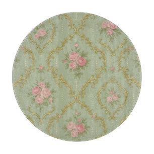 Elegant Rococo Floral Pattern in Soft Pastels Cutting Board