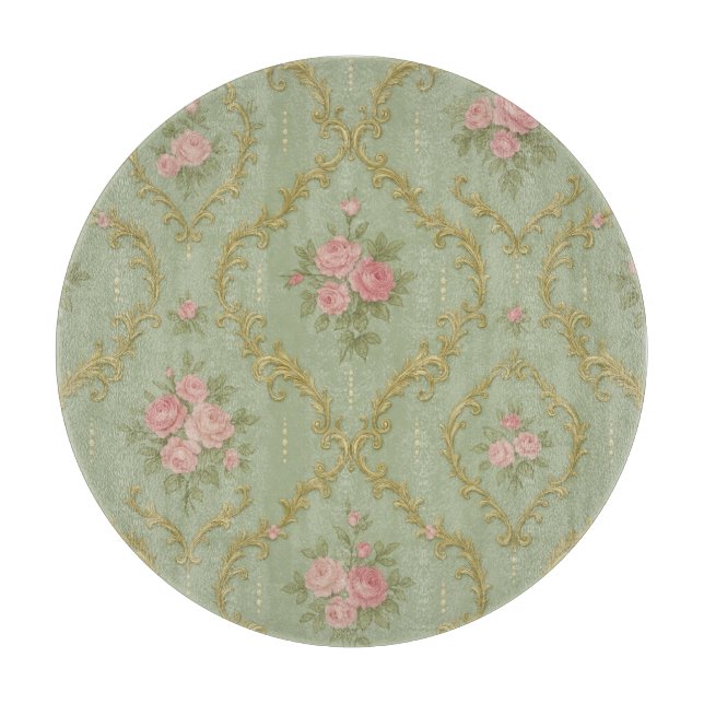 Elegant Rococo Floral Pattern in Soft Pastels Cutting Board (Front)