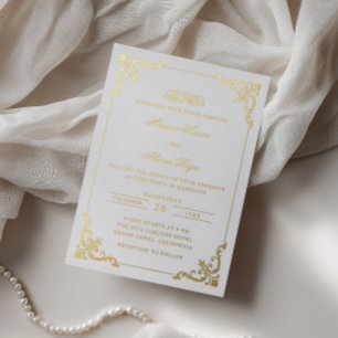 Elegant Rococo Frame Muslim Wedding White Gold