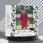 Elegant Rococo Graduate Graduation Photo Album Binder<br><div class="desc">Elegant Rococo Pattern Graduate Graduation Photo Album 3 ring binder. Black ornament pattern on white background. Add your favourite photo and personalize it with your grad’s name,  class year and name of the school. Personalize the special message on the backside or erase it.</div>