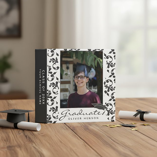 Elegant Rococo Pattern Graduation Photo Album Binder (Creator Uploaded)