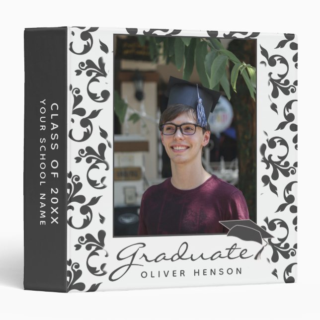 Elegant Rococo Pattern Graduation Photo Album Binder (Front/Spine)