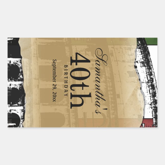 Elegant Roman Coliseum Customizable Wine Label (Front)