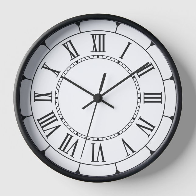Elegant Roman Numeral Wall Clock ⏳ Black & White (Front)
