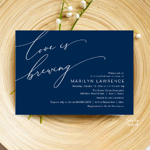 Elegant Romance Bridal Shower Navy Blue Brewery Invitation