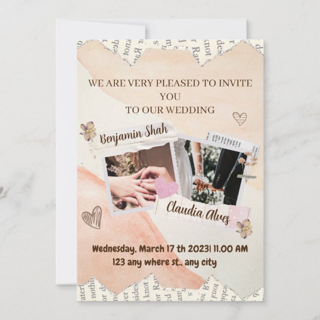 Elegant Romance | Minimalist Two Photo Wedding Invitation (Front)