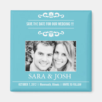 Elegant Romance -Photo Save the date magnet -blue