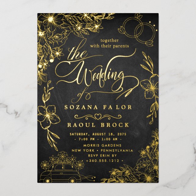 Elegant Romance | Rose Gold Foil  Wedding (Front)