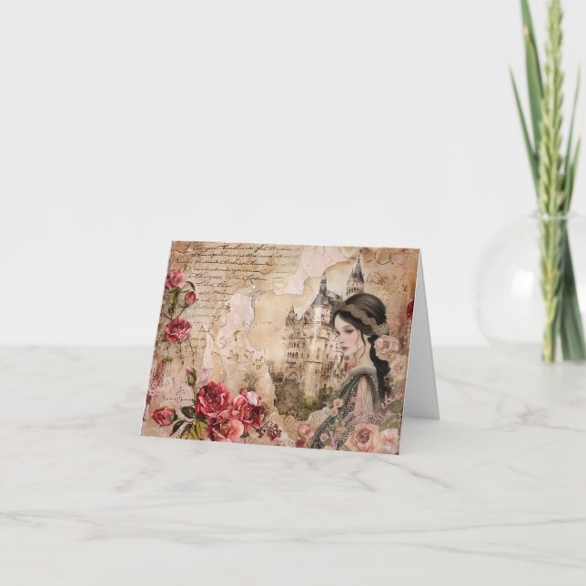 Elegant Romantic Abstract Art Blank Note Card (Front)