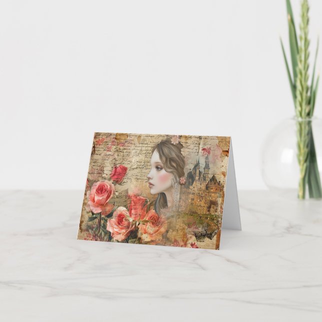 Elegant Romantic Abstract Art Blank Note Card (Front)