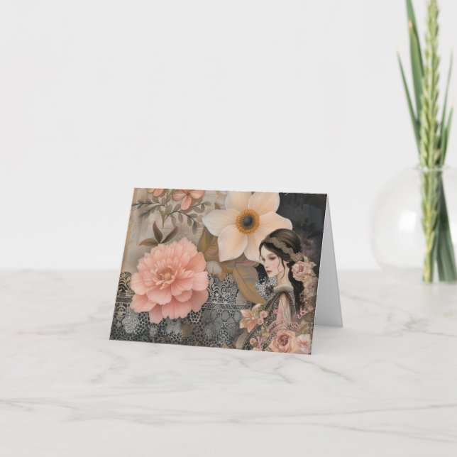Elegant Romantic Abstract Art Blank Note Card (Front)