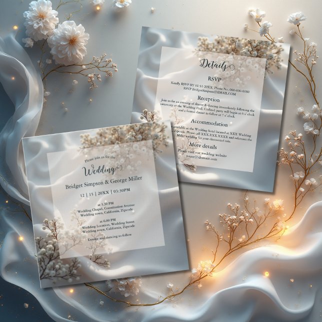 Elegant romantic babys breath floral wedding  invitation (Creator Uploaded)