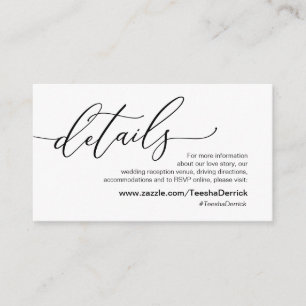 Elegant romantic, Black, Our Wedding Details Enclosure Card