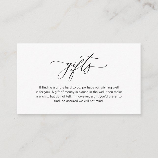 Elegant Romantic, Black script, A note on gifts Enclosure Card (Front)