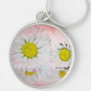 Elegant Romantic Bridal Shower Daisies Wedding Keychain
