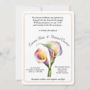 Elegant Romantic Calla Lily Soft Watercolor Pastel Invitation