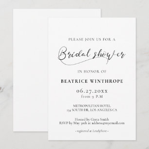 Elegant romantic calligraphy Bridal shower Invitation