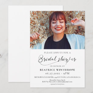 Elegant romantic calligraphy Bridal shower photo Invitation