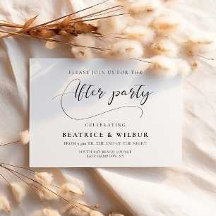Elegant romantic calligraphy wedding after party invitation
