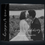 Elegant romantic calligraphy wedding photo album binder<br><div class="desc">Keep your most precious wedding day memories in this binder. Fully customizable with your favourite wedding photo,  custom text or message,  and favourite colours.</div>