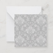 Elegant Romantic Chic Floral Damask-Grey Card (Back)