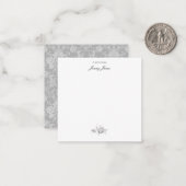 Elegant Romantic Chic Floral Damask-Grey Card (Front/Back In Situ)