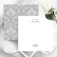 Elegant Romantic Chic Floral Damask-Grey
