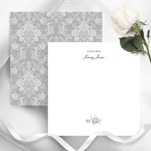 Elegant Romantic Chic Floral Damask-Grey Card