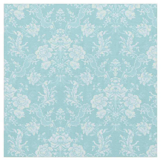Elegant Romantic Chic Floral Damask-Mint Fabric (Close Up)