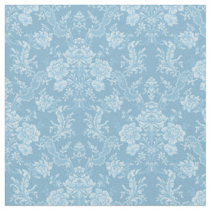 Elegant Romantic Chic Floral Damask-Pastel Blue Fabric
