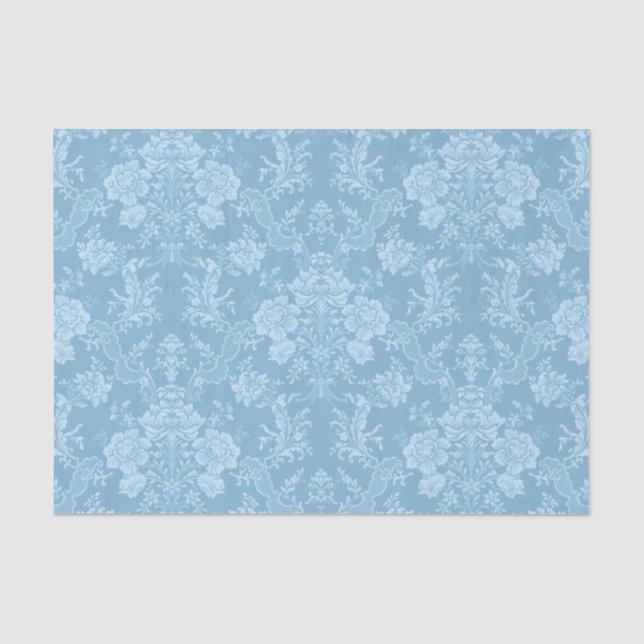 Elegant Romantic Chic Floral Damask-Pastel Blue Tissue Paper (Front)