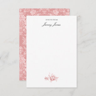 Elegant Romantic Chic Floral Damask-Pastel Pink Card