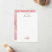 Elegant Romantic Chic Floral Damask-Pastel Pink Card (Front/Back In Situ)